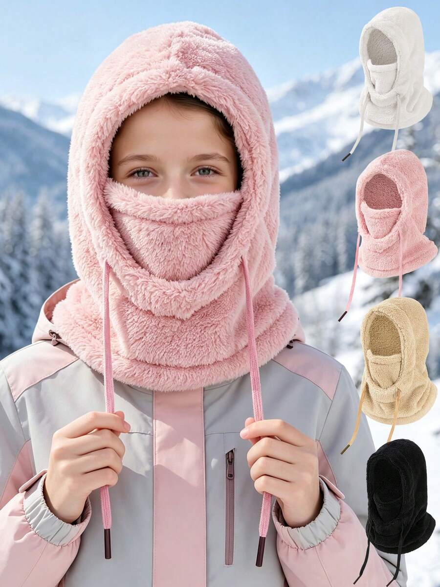 1PC Neck Full Face Ski Mask Hood Cap Kids Fleece Balaclava Hat Boys Girls Children Skiing Cap - Multicolor - View 1