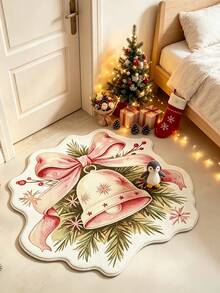 1pc White Bell Christmas Door Mat, Door Mat, Small Rug, Welcome Mat, Carpet, Floor Mat, Outdoor Door Mat, Kitchen Rug, Home Decor, Front Door Mat, Area Rug, Outdoor Mat, Home Decor, Area Carpet - Multicolor - View 4