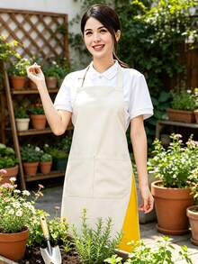 1pc Sleeveless Apron, Tie Design, Durable Polyester Fabric, Unisex Wear. Simple And Fashionable Style, Suitable For Coffee Shops, Flower Shops And Other Places, Can Be Used As Work Apron. - Apron - View 2