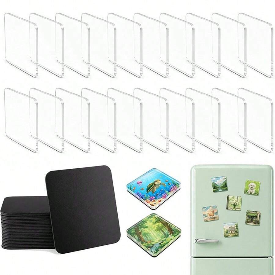 10 Set Bingkai Foto Magnet Transparan / Magnet Kulkas DIY / Cocok untuk Hadiah Ulang Tahun, Hari Jadi, Hari Ibu / Alas Magnet & Gantungan Vertikal untuk Foto / Dekorasi Bingkai Akrilik Modern untuk Pajangan Kulkas - View 1
