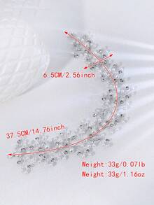 1pc Elegant Pearl & Rhinestone Decorated Headband, Wedding Hair Accessory For Bride And Bridesmaid, Celebration Party Outfit - Silver - View 4