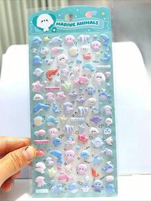 Mini Cute Animal 3D Stickers, Cute Bear, Rabbit, Ocean Animal 3D Foam Stickers, Decorative Reward Stickers, Suitable For Children's DIY Scrapbooking, Journaling, Planner And Craft Party Gifts. - Multicolor - View 7