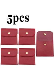 1/5/10pcs Faux Leather Jewelry Bags With Snap Closure - Luxury Gift Bags, Jewelry Packaging Bags, Jewelry Gift Bags, Wedding Birthday Return Gift Candy Bags, Suitable For Earrings, Necklaces, Bracelets And Rings Storage - Color - View 19