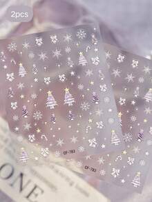 1 Set Purple Tone Christmas Tree Snowflake Pattern Decorative Stickers, Dreamy Holiday Style, Self-Adhesive Easy Application, Camera Digital Device Exterior Decoration, Holiday Decorative Stickers - Decorative Stickers - View 6