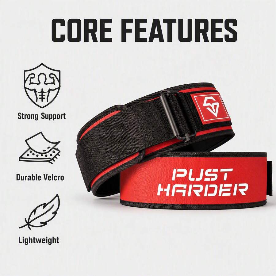 1pc Fitness Weightlifting Belt, White Letter Print, Suitable For Squats, Deadlifts, Presses, Powerlifting And Other Weighted Strength Training, Adjustable Hook And Loop Buckle, Gift Box Packaging - Multicolor - View 1