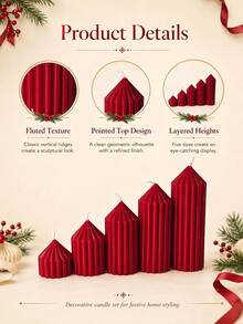 Red Wine Striped Pillar Candles, Aesthetic Table Centerpiece Decor, Room Decoration, Autumn Home Decor, Gift, Wedding, Holiday Party Decoration, Christmas, Multiple Sizes, Gift For Women, Wedding Guest Favors - Candle - View 7