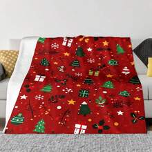1PC Christmas Tree And Gift Box Printed Blanket - Made Of Soft, Fluffy Flannel, Perfect For A Sofa Or Bed. Ideal For Holiday Home Decor And Thoughtful Gift Giving - Multicolor - View 4