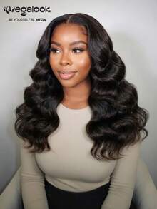 MEGALOOK 6"X6" Lace Front Wavy Human Hair Wig, Pre-Cut 6" Depth, Seamless No Glue, Pre-Bleached & Pre-Trimmed, Easy To Wear, 180% Density 6"X6" Lace Parting, Natural Color, Suitable For Beginners, Natural Look - SNatural - View 4
