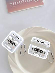 1件復古Walkman卡帶圖案藍牙耳機保護殼，復古卡式錄音機印花設計，附銀色耳機殼掛鉤，全包防摔透明軟殼，適合情人節、復活節、母親節、感恩節、聖誕節、新年、生日、返校季送禮；相容耳機1/2/3/4/Pro/Pro2/Pro3/Pro4，Ins復古數位配件，送給她的禮物，送給他的禮物 - 彩色 - 查看 10