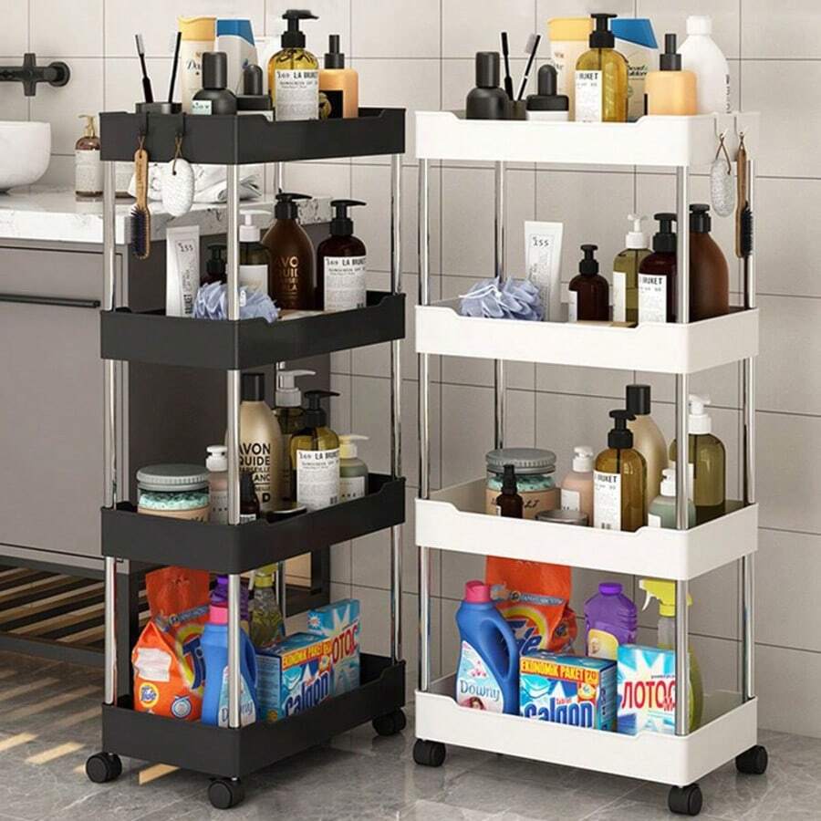 Troli Penyimpanan Ultra Tipis, Rak Penyimpanan Bergerak, Cocok untuk Ruang Sempit, Desain Berventilasi, Mudah Dirakit, Dapat Digunakan untuk Dapur, Kantor, Ruang Tamu, Kamar Tidur, Ruang Cuci dan Ruang Kecil - Putih - View 1