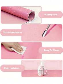 Light Pink Nail Table Mat, Waterproof Soft PU Leather, Studio Desk Mat, Foldable Nail Arm Rest Pad, Nail Table Mat, Suitable For Nail Tech Salon And Home Use. - Dusty Pink - View 3