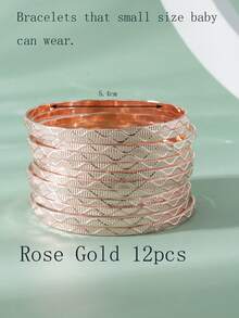 12pcs Exquisite Creative Elegant Unique Design Engraved Wave Pattern Thin Bracelets - Multicolor - View 13