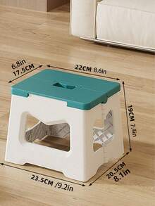 Taburete cuadrado de plástico duro minimalista moderno, multicolor de doble tono con asa, taburete plegable portátil, adecuado para entrada, cocina, espacios interiores, picnic al aire libre, camping, taburete para el hogar de todas las estaciones - Multicolor - Ver 16