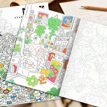 Doodle Tracing & Coloring Book, 29*21cm Large Format, Single-Sided Thick Paper, Anti-Bleed, Massive Collection Of Cute Doodle Patterns, Combines Line Tracing & Coloring Gameplay - Single Piece - View 7