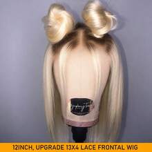 Wear & Go Peluca de Cabello Humano Bob Corto con Banda Elástica sin Pegamento #4/613 Rubio para Mujeres, Peluca Frontal de Encaje 13x4 Pre-Depilada con Encaje Fino de Fusión, Peluca Corta Recta para Mujeres, Longitud Real 10 pulgadas 12 pulgadas 14 pulgadas, Densidad 180 - S4/613 - Ver 13