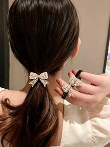 2pcs/1pc Ribbon Hair Scrunchies For Women, Elegant Style, Suitable For High Ponytail, Versatile Fashion Bun Hair Accessory, Hair Tie Hair Tie, Sweet Girly Design - Multicolor - View 3