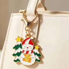 9pcs/18pcs Mixed Christmas Enamel Keychain Charms, Xmas Assorted Pendant With Happy Holidays Greeting Card, Lobster Clasp Holiday Gift - Multicolor - View 8