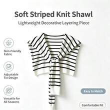 1PC Women's Striped Shawl Casual Versatile Layering - Beige - View 4
