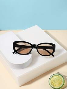 1pc Kids 3-8 Years Old Pure Black Cat Eye Glossy Plastic Frame Lightweight Fashion Glasses, Casual Outdoor All Season Party Accessory, Includes Glasses Case - Multicolor - View 7