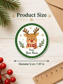 11/20/40 buah Stiker Kado Natal Bulat dengan Teks Kustom Personalisasi, Stiker Nama Kustom, Stiker Label Nama Perekat, Pola Santa, Rusa Kutub, Manusia Salju, dll., Pembungkus Kado Natal, Hadiah untuk Keluarga, Teman, dan Pecinta, Pembungkus Kotak Kado, Amplop, dan Tas Kado - MultiWarna - View 3