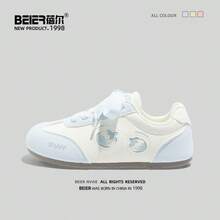 BEIER 1 Pair Colorblock Preppy Microfiber Leather Lace-Up Casual Shoes For Women, Outdoor Spring/Autumn - Baby Blue - View 12