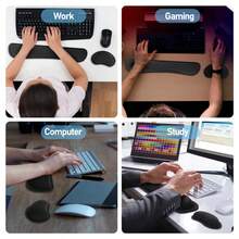 2pcs/Upgraded Wider Silky Ultra-Fine Fabric Gel Memory Foam Keyboard Wrist Rest Set, Ergonomic Keyboard & Mouse Wrist Support, Suitable For Office, Gaming, Computer Use - View 6
