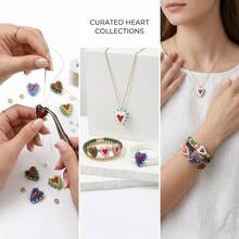 5pcs Handmade Glass Heart Beads - Dual-Tone Contrast Heart Style Vertical Hole Decorative Beads, Suitable For DIY Bracelets, Necklaces And Y2K Style Jewelry Making - Color Mixing - View 5