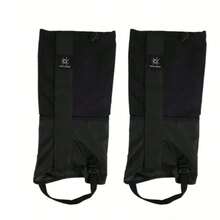 2pcs Breathable Polyester Waterproof Leg Gaiters, Suitable For Hiking, Hunting, Camping, Mountaineering, Skiing And Desert Exploration, Unisex Hiking Leg Gaiters - Black - View 9