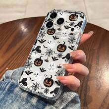 1PC Cute Halloween Ghost Pumpkin Bat Spider Web Pattern Shockproof Soft TPU Protective Case Compatible With Iphone 17/17Promax/17pro/13/16Promax/16/15/14/12Promax/13Pro/11Pro/14Pro/15Promax/12 Fashionable Protective Soft Shell, Premium Luxury Gift Phone Case - Multicolor - View 3