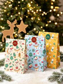 Christmas Gift Bags, Gift Wrapping Bags, Santa Claus Flat Paper Bags, Christmas Eve Gift Wrapping Bags - Multicolor - View 4