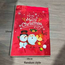 Christmas Zipper Handbag Self-Sealing Standing Gift Bag, Small Packaging Bag For Christmas New Year Party Gifts, Christmas Decoration Packaging Bag, Random Color And Style - Red - View 9
