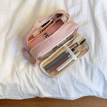 Large Capacity Double Layer Makeup Bag, Multi-Function Travel Pencil Case, Portable Waterproof Travel Cosmetic Storage Bag, Multi-Compartment Toiletry Bag, School And Travel Essentials, Back To School Christmas Gift, Bedroom Room Decor, Back To School - Single Piece - View 6