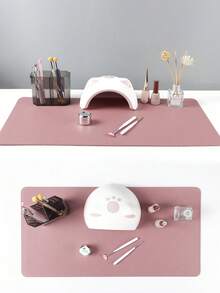 Light Pink Nail Table Mat, Waterproof Soft PU Leather, Studio Desk Mat, Foldable Nail Arm Rest Pad, Nail Table Mat, Suitable For Nail Tech Salon And Home Use. - Dusty Pink - View 4