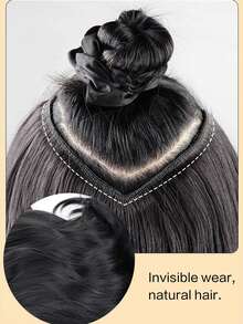 Synthetic V-Shaped Black 4-Clip 50cm Medium Length Curly Hair Extensions - Dark Brown - View 7