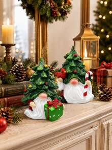 1 pieza Adorno de resina de árbol de elfo navideño, decoración de ...