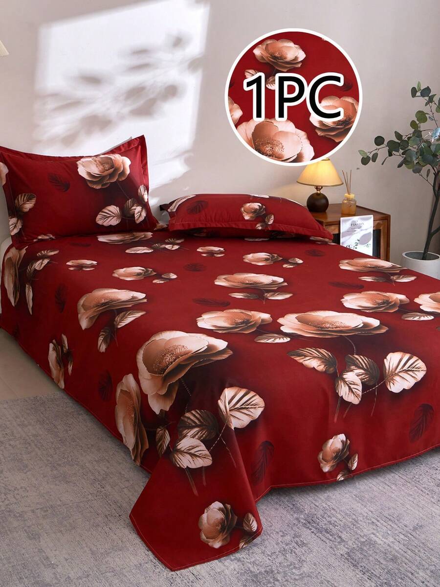 1pc Ultra Soft Printed Bed Sheet, Lightweight As A Cloud, Soft And Breathable, Suitable For Various Bed Sizes - Single, Double, Queen, King. Machine Washable, Essential For Home And Student Dorm, Back To School Season Must-Have, Suitable For All Seasons, Room Decor - Multicolor - View 1