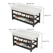 Shoe Changing Bench,2-Tier Iron Shoe Rack, Padded Seat Ottoman For Entryway Hallway - 80CM Shoe Changing Bench - View 2