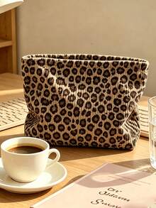 New Leopard Print Pattern Makeup Bag | French Print Travel Organizer Bag | Travel Essentials | Poolside Must-Have | Toiletry Bag | Pool Storage Bag | Mother's Day Gift | Teacher's Day Gift | Suitable For Moms, Teachers, Friends And Nurses | Home Essentials | Graduation Gift | Easy To Clean Design | Portable Makeup Bag - Multicolor - View 4