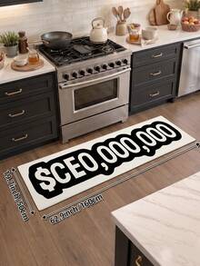 DAJIANG 1pc Black & White Funny CEO Pattern Rug, Kitchen Rug, Hallway Rug, Suitable For Bathroom, Kitchen, Outdoor, Indoor, Hallway, Bedroom, Living Room, Bedside Rug, Machine Washable & Easy To Clean, Non-Slip Backing Mat, Autumn Home Decor, Christmas Holiday Decoration - Multicolor - View 13