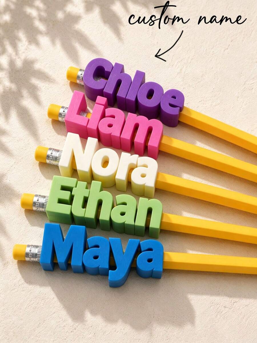 Tutup Pensil yang Dipersonalisasi, Aksesori Pensil dengan Nama, Perlengkapan Sekolah yang Disesuaikan, Hadiah Pensil Cetak 3D, Hadiah Kelas Anak-Anak - MultiWarna - View 1