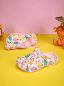 Kids All-Season Printed Slides, Non-Slip EVA Casual Fashion, Comfortable Soft Thick Sole Beach Shoes Clogs Sports Slippers - Pink - View 1