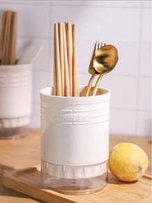 1 Multifunctional Kitchen Utensil Storage Box With Drip Tray, Circular Storage Bucket For Chopsticks And Tableware, Durable Material, Household Kitchen Accessories, Multiple Styles To Choose From, Suitable For Home And Restaurant Use - View 6
