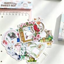 1/2packs Cute Youth Window Flower Stickers Decoration Laptop Phone Skateboard Waterproof DIY Scrapbooking Journaling - Grid - View 6