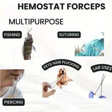 Multi Function Hemostatic Forceps With Lock, Straight Curved Tip, Fishing Hook Extractor Tool, Pet Ear Hair Pulling Pliers For Dogs Cats, Cupping Jar Clamp - Multi-color - View 4