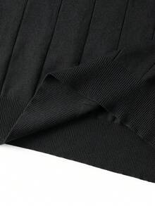 Men's Autumn/Winter Minimalist Striped Slim Fit Regular Shoulder Width High Neck Long Sleeve Sweater - Black - View 6