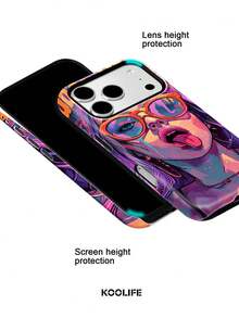 Koolife Girls Theme Phone Case, Smooth Hard Shell Design, TPU And Printed Material, Scratch-Resistant Durable Shockproof, Compatible With IPhone 11, 12, 13, 14, 15, 16, 17/18 Series (Including Pro And Pro Max Versions) - Purple - View 5