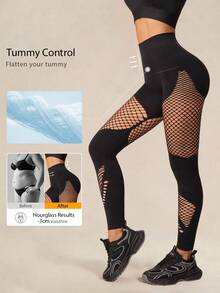 Women's Black High Waist Butt Lifting Yoga Leggings, Diamond Cutout Design, Suitable For Running And Gym, Daily Wear Autumn Outfit, Halloweencostume - Black - View 3