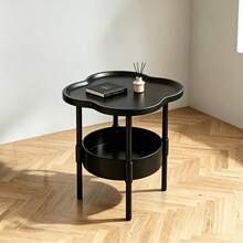 Modern Minimalist Small Coffee Table - 2-Tier With Storage Shelf, Space-Saving Sofa Side Table, Durable Plastic Assembly, Suitable For Apartment, Dorm And Small Living Room - Multicolor - View 1