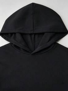 Girls Strawberry Print Hoodie Casual Long Sleeve Loose Pullover Sweatshirt - Black - View 5