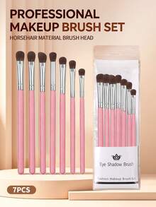 7Pcs Eye Makeup Brush Set, Horse Hair Material Brush Head Eyeshadow Brushe,Portable Eye Beauty Tools For Makeup Beginners - Multicolor - View 12